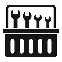 Toolbox holding different size wrenches for repairing vector