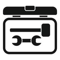 Toolbox containing hammer and wrench for repairing vector