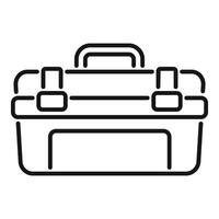 Empty toolbox with metal locks standing on white background vector