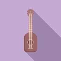 Acoustic guitar with four strings and round resonator hole on purple background vector