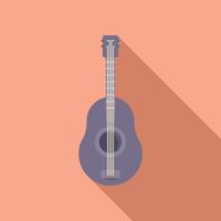 Acoustic guitar lying on peach background with shadow vector