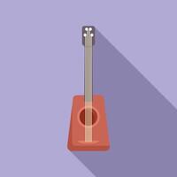 Acoustic guitar with four strings on purple background with shadow vector