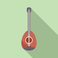Red mandolin with long shadow on green background vector