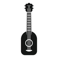 Acoustic guitar silhouette with strings and sound hole for music design vector