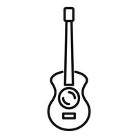 Acoustic guitar with strings for playing music line art icon vector