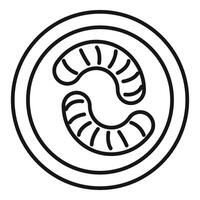 Two cashew nuts lying inside round plate line icon vector
