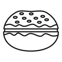 Burger bun icon showing sesame seed bun and toppings vector