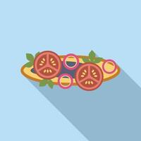 Bruschetta with tomatoes and onions lying on plate with long shadow vector