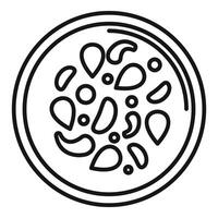 Round petri dish with growing bacteria under microscope icon vector