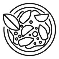 Bowl of soup with vegetables and spices line icon vector