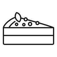 Slice of cake with berries and mint leaf line icon vector