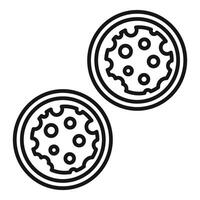 Two round chocolate chip cookies with melted chocolate chips icon vector