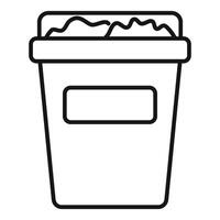 Full trash can with label is overflowing with garbage vector