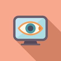 Computer monitoring user activity with eye symbol on screen vector
