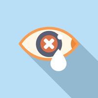 Eye crying showing negative emotion with tear drop and cross sign for blindness concept vector