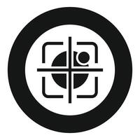 Radar detecting target in crosshair icon in circle round black simple style vector
