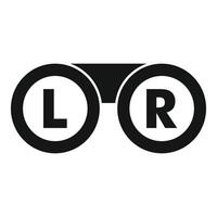 Trial frame being held open showing left and right lenses vector