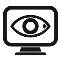 Computer monitoring user activity with eye symbol on screen vector