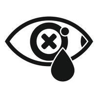 Eye crying with tear and cross sign showing concept of lost vision vector