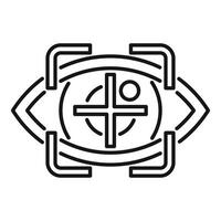 Eye tracking system focusing on target with crosshair and markers vector