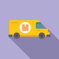Yellow delivery van is transporting a package vector