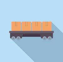 Railway platform with cardboard boxes is waiting for loading in a depot vector