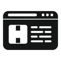 Webpage showing programming code with header and menu bar vector