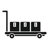 Warehouse trolley transporting three cardboard boxes icon vector