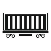 Train wagon carrying cargo container icon simple style vector