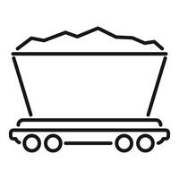 Mining cart full of coal moving on rails icon vector