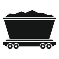 Mining cart full of coal moving on rails icon vector