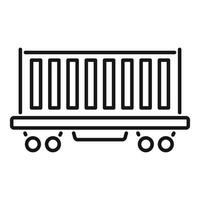 Freight wagon with cargo container standing on rails vector