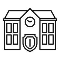 University building with clock and shield icon representing education vector