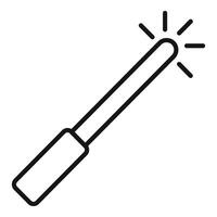 Magic wand with glowing tip spreading sparkles is conjuring vector
