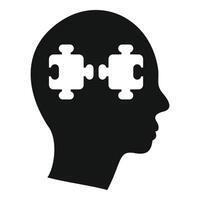 Human head silhouette with connecting puzzle pieces representing problem solving vector
