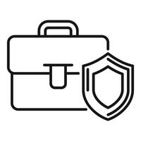 Briefcase being protected by a shield offering safety and security vector
