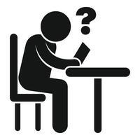 Student having doubts while studying at desk vector