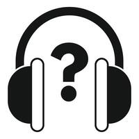 Headphones with question mark icon showing online support vector
