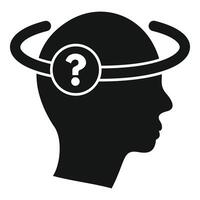Human head silhouette with question mark thinking about solution vector