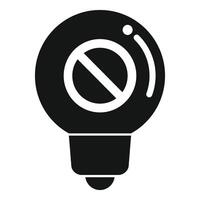 Light bulb with forbidden symbol showing lack of idea vector