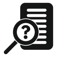 Magnifying glass examining document with question mark symbol vector