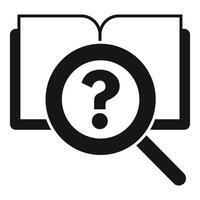 Magnifying glass searching for knowledge in open book icon vector