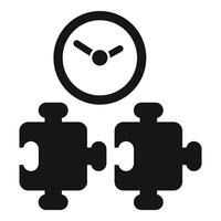 Clock managing time completing puzzle pieces teamwork concept vector
