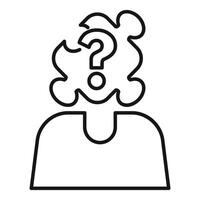 Person thinking with question mark inside jigsaw puzzle head vector