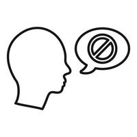 Man thinking about censorship with forbidden symbol in speech bubble vector