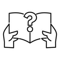 Student holding open book with question mark, education concept vector