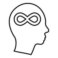 Human head profile thinking infinity symbol representing infinite possibilities vector