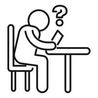 Student thinking about question mark while reading book vector