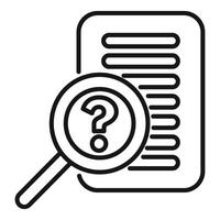Magnifying glass analyzing document with question mark icon vector