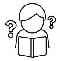 Student reading a book and asking questions icon vector